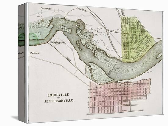 Jeffersonville, Indiana: Map-null-Stretched Canvas