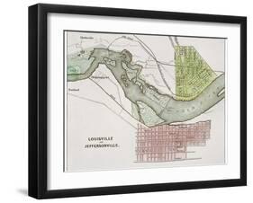 Jeffersonville, Indiana: Map-null-Framed Giclee Print