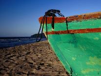 Weathered Wooden Boat Prow on Beach, Tela, Atlantida, Honduras-Jeffrey Becom-Laminated Photographic Print