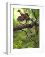 Jeholornis Prima Perched on a Tree Branch During the Early Cretaceous Period-null-Framed Art Print