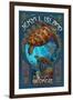 Jekyll Island, Georgia - Sea Turtle Art Nouveau-Lantern Press-Framed Art Print