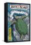 Jekyll Island, Georgia - Sea Turtles Woodblock Print-Lantern Press-Framed Stretched Canvas