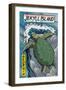 Jekyll Island, Georgia - Sea Turtles Woodblock Print-Lantern Press-Framed Art Print