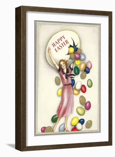 Jelly Beans Falling from Egg-null-Framed Art Print