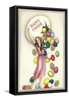 Jelly Beans Falling from Egg-null-Framed Stretched Canvas