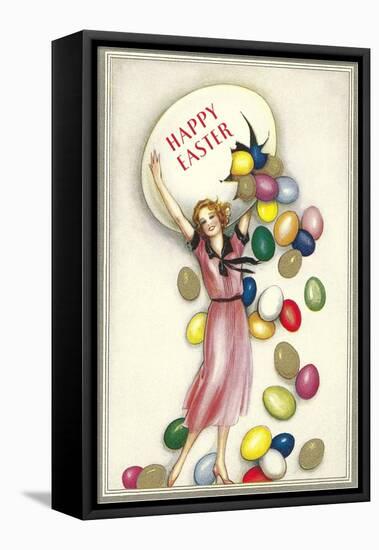 Jelly Beans Falling from Egg-null-Framed Stretched Canvas