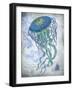 Jellyfish On image of Nautical Map-Fab Funky-Framed Art Print