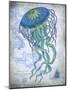 Jellyfish On image of Nautical Map-Fab Funky-Mounted Art Print