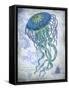 Jellyfish On image of Nautical Map-Fab Funky-Framed Stretched Canvas