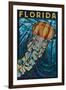 Jellyfish Paper Mosaic - Florida-Lantern Press-Framed Art Print