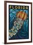 Jellyfish Paper Mosaic - Florida-Lantern Press-Framed Art Print