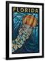 Jellyfish Paper Mosaic - Florida-Lantern Press-Framed Art Print