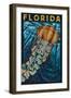 Jellyfish Paper Mosaic - Florida-Lantern Press-Framed Art Print