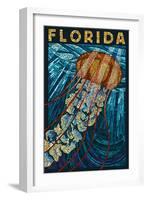 Jellyfish Paper Mosaic - Florida-Lantern Press-Framed Art Print