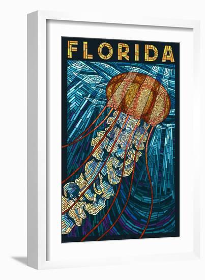 Jellyfish Paper Mosaic - Florida-Lantern Press-Framed Art Print