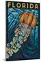 Jellyfish Paper Mosaic - Florida-Lantern Press-Mounted Art Print