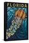 Jellyfish Paper Mosaic - Florida-Lantern Press-Framed Stretched Canvas