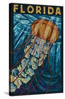 Jellyfish Paper Mosaic - Florida-Lantern Press-Stretched Canvas