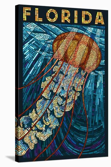 Jellyfish Paper Mosaic - Florida-Lantern Press-Stretched Canvas