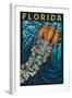 Jellyfish Paper Mosaic - Florida-Lantern Press-Framed Art Print