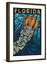 Jellyfish Paper Mosaic - Florida-Lantern Press-Framed Art Print