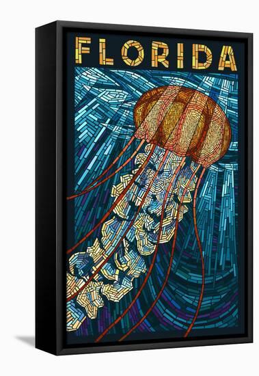 Jellyfish Paper Mosaic - Florida-Lantern Press-Framed Stretched Canvas