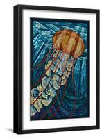 Jellyfish - Paper Mosaic-Lantern Press-Framed Art Print