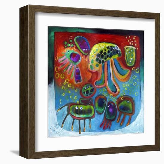 Jellyfish Party-Susse Volander-Framed Art Print