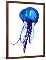 Jellyfish Watercolor Illustration. Painted Medusa Isolated on White Background, Underwater Wildlife-Anna Kutukova-Framed Art Print