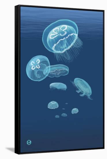 Jellyfish-Lantern Press-Framed Stretched Canvas