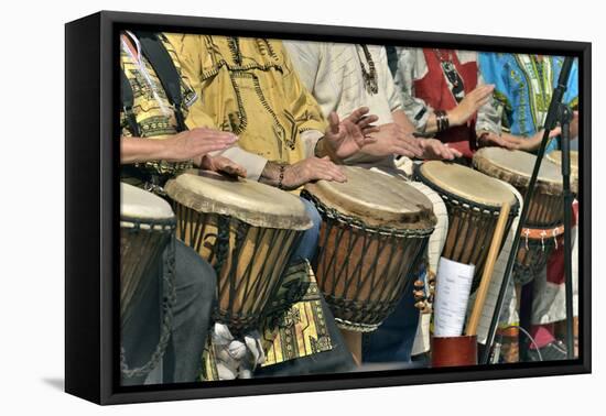 Jembe Players-Hbak-Framed Stretched Canvas