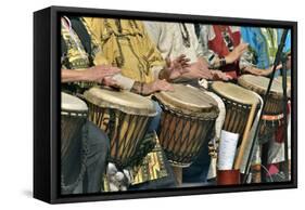 Jembe Players-Hbak-Framed Stretched Canvas