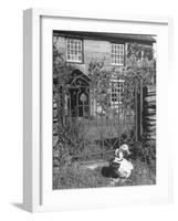 Jemima Puddle-Duck Posing in Front of Iron Gate Outside Beatrix Potter's Home-George Rodger-Framed Photographic Print