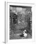 Jemima Puddle-Duck Posing in Front of Iron Gate Outside Beatrix Potter's Home-George Rodger-Framed Photographic Print