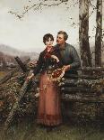 The First Thanksgiving-Jennie Augusta Brownscombe-Framed Stretched Canvas