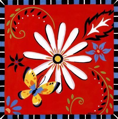 Daisies And Butterflies-Red