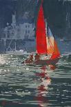 Red sail boat Salcombe - gouache - 2008-Jennifer Wright-Giclee Print