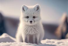 White Arctic Fox (Vulpes Lagopus) in the Snow in the Arctic. Snow Fox.-Jennifer1a-Photographic Print