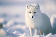 White Arctic Fox (Vulpes Lagopus) in the Snow in the Arctic. Snow Fox.-Jennifer1a-Photographic Print
