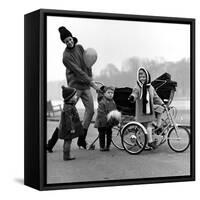 Jenny Boyd in Light Pants and Boots with Children, 1960s-John French-Framed Stretched Canvas