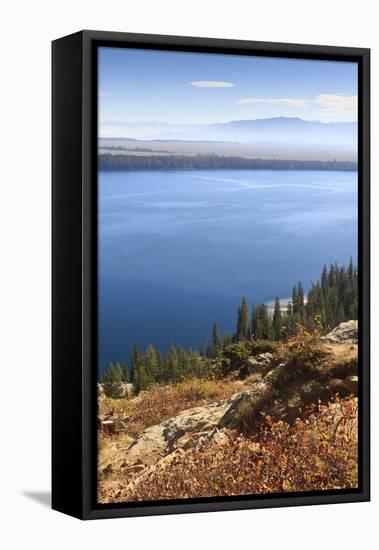 Jenny Lake from Inspiration Point on a Clear Autumn (Fall) Day, Grand Teton National Park, Wyoming-Eleanor Scriven-Framed Stretched Canvas