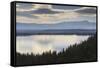 Jenny Lake from Inspiration Point on a Hazy Autumn (Fall) Day, Grand Teton National Park, Wyoming-Eleanor Scriven-Framed Stretched Canvas
