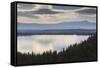 Jenny Lake from Inspiration Point on a Hazy Autumn (Fall) Day, Grand Teton National Park, Wyoming-Eleanor Scriven-Framed Stretched Canvas