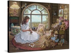 Jenny Paints Her Bears-Janet Kruskamp-Stretched Canvas