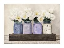 Peonies in Mason Jars-Jenny Thomlinson-Stretched Canvas