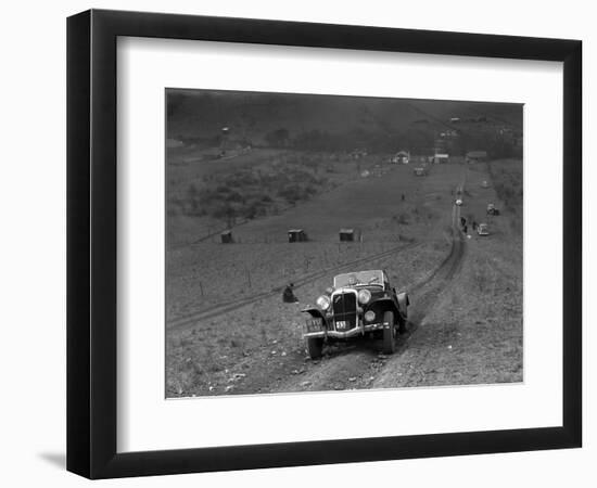 Jensen V8 competing in the London Motor Club Coventry Cup Trial, Knatts Hill, Kent, 1938-Bill Brunell-Framed Photographic Print