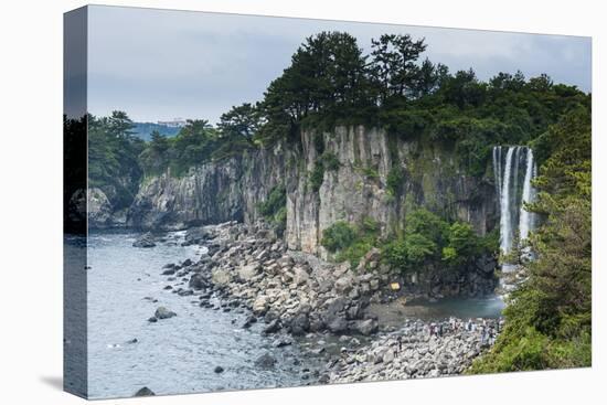 Jeongbang Pokpo Waterfall, Island of Jejudo, UNESCO World Heritage Site, South Korea, Asia-Michael-Stretched Canvas