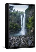 Jeongbang Pokpo Waterfall, Island of Jejudo, UNESCO World Heritage Site, South Korea, Asia-Michael-Framed Stretched Canvas