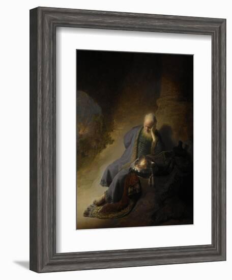 Jeremiah Lamenting the Destruction of Jerusalem, 1628-Rembrandt van Rijn-Framed Art Print