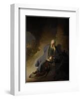 Jeremiah Lamenting the Destruction of Jerusalem, 1628-Rembrandt van Rijn-Framed Art Print